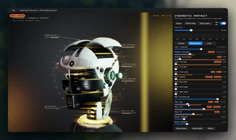 A robot head music visualizer